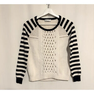 Milly Sweater Crew Neck XS Womens Knitted White Blue Striped